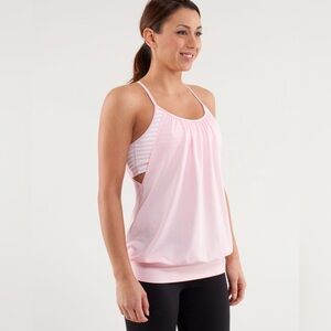 Lululemon No Limit Tank pink and white
